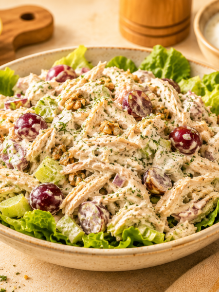shredded chicken salad with Greek yogurt dressing