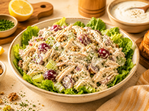 shredded chicken salad with Greek yogurt dressing