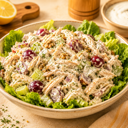 shredded chicken salad with Greek yogurt dressing